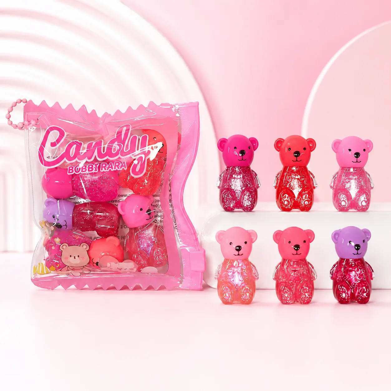 Outra imagem de Kit Mini Gloss Infantil Bobbi Rara com 6 Itens + Bolsinha | Maquiagem Infantil