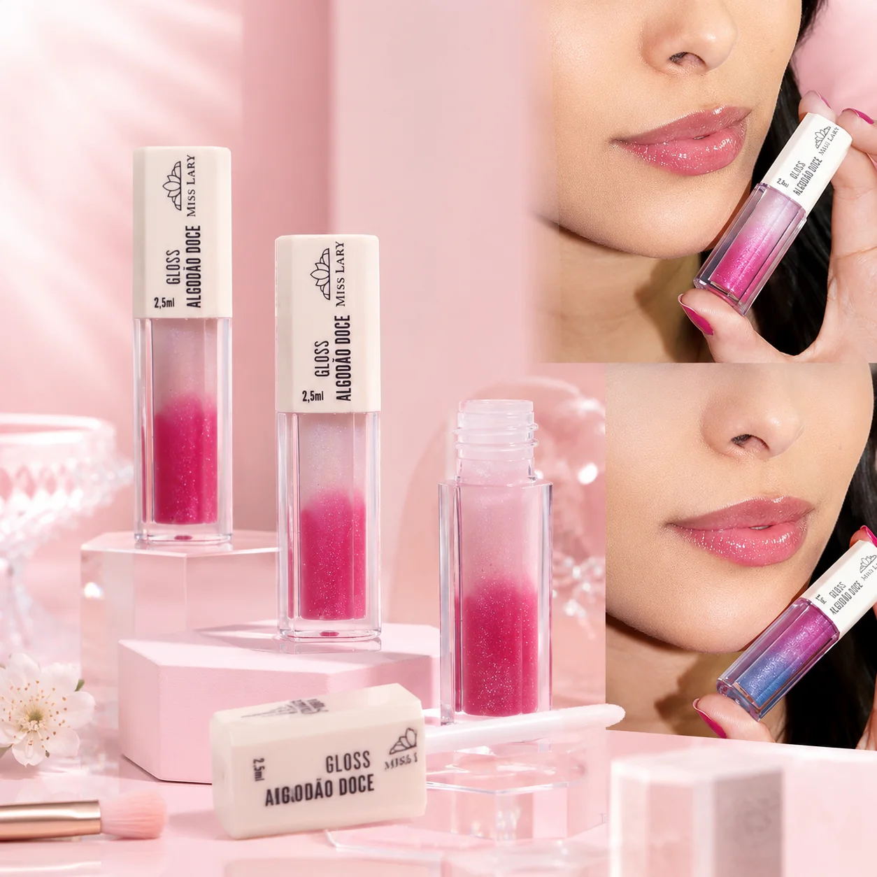 Gloss Miss Lary Algodão Doce | Brilho Labial com Acabamento Moderno