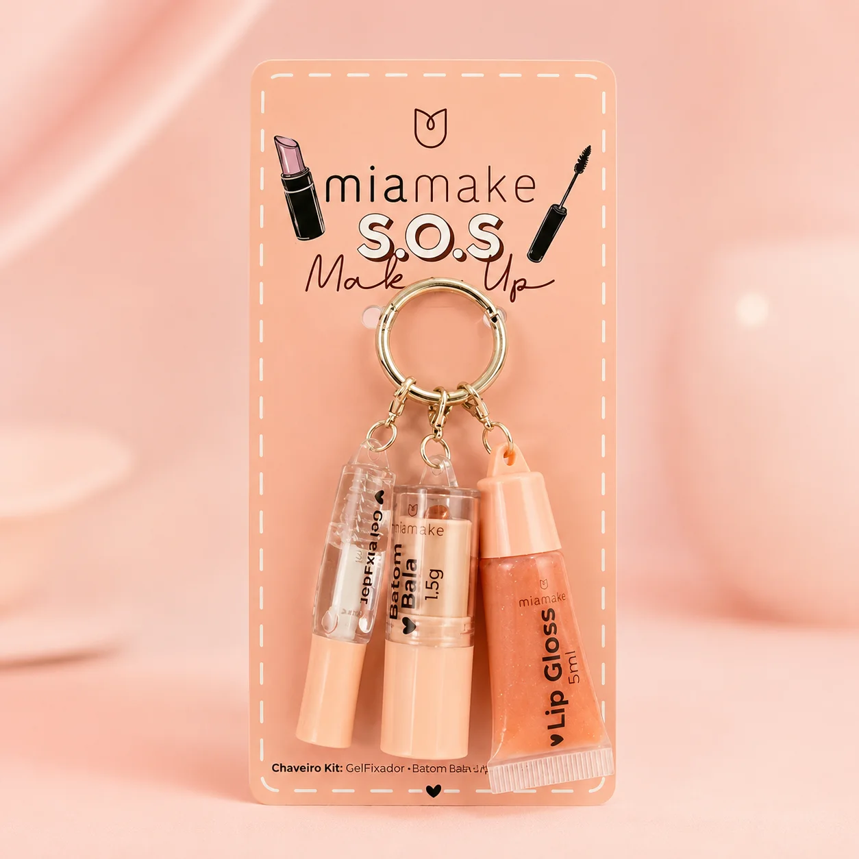 Gloss Chaveiro S.O.S 3 em 1 | Mia Make Cor 1 Brilho Labial