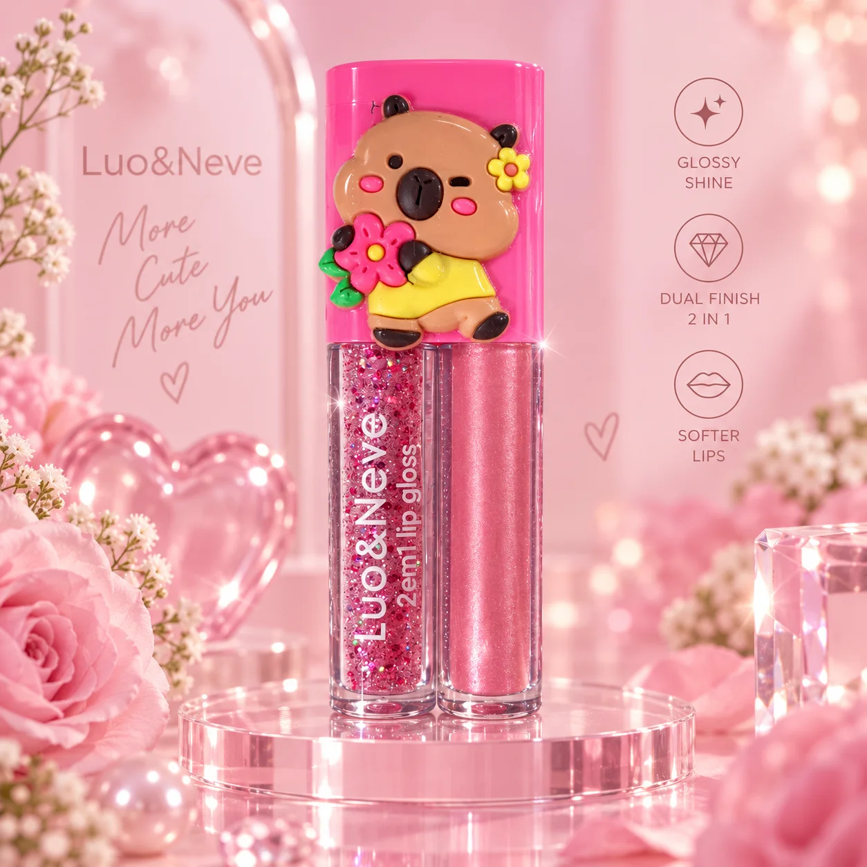 Lip Gloss 2 Em 1 Capivara Cut Lua E Neve Cor 03
