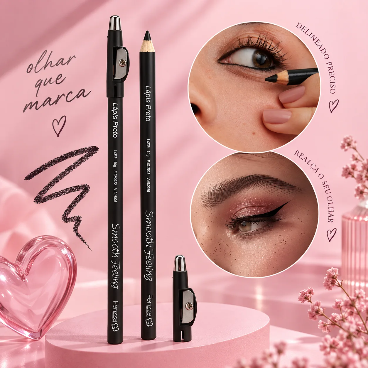 Lapis de Olho com Apontador Smooth Feeling | Febella Preto Maquiagem para Olhos