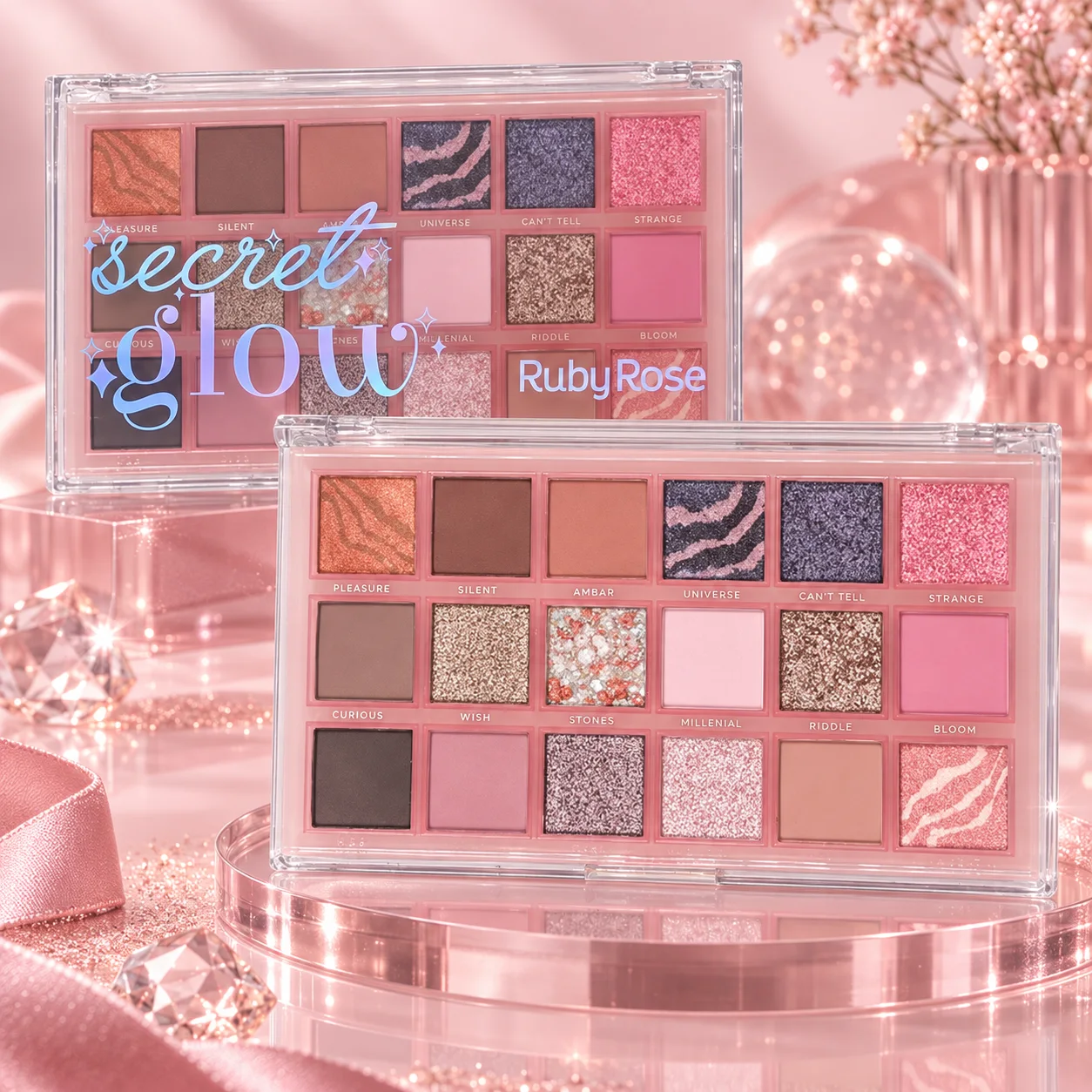 Paleta de Sombras Secret Glow | Ruby Rose Multicolorida Maquiagem para Olhos · Multicolorido
