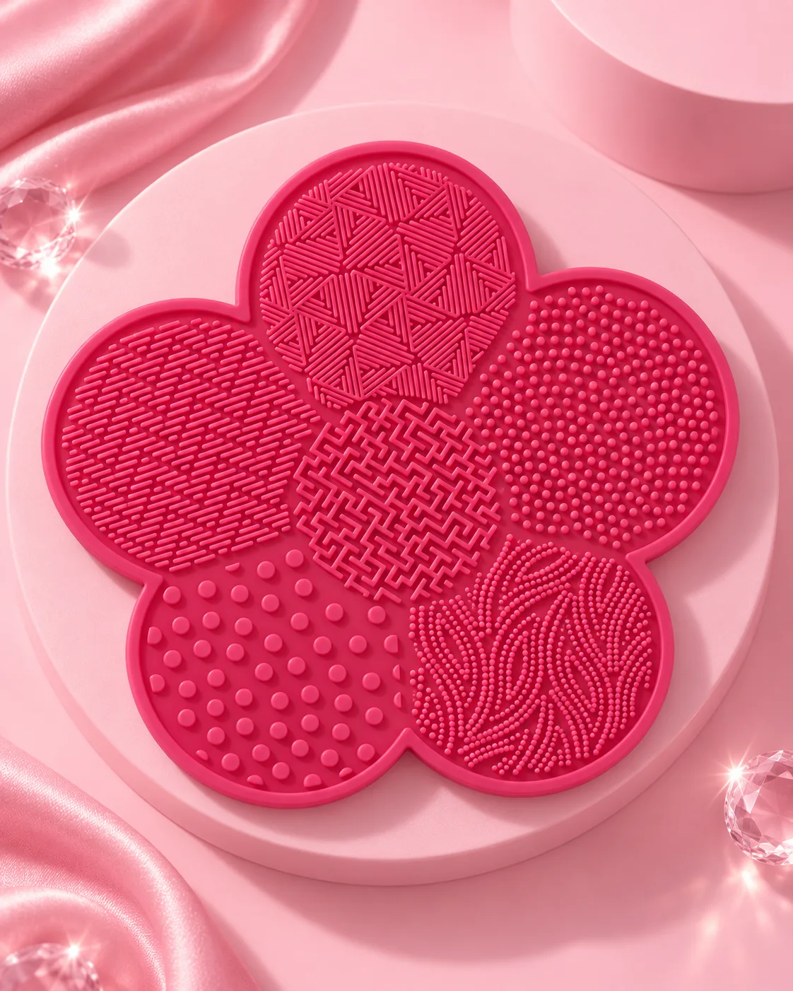 Suporte para Limpar Pincel de Flor Rosa Pink | Mandala Pincel de Maquiagem