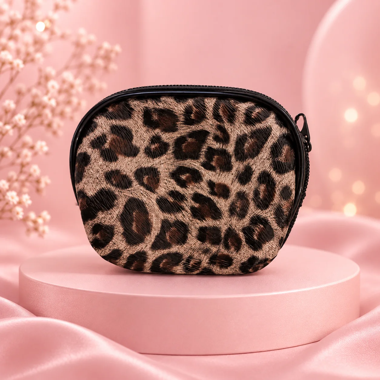 Porta-moedas de Oncinha Cinza e Preto | Organizador Feminino · Sem Marca
