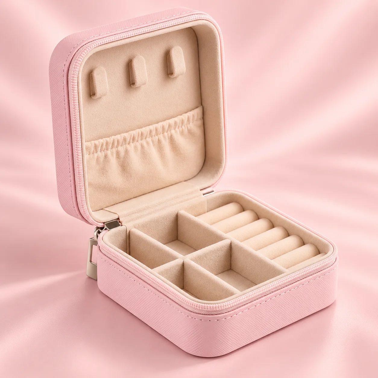 Outra imagem de Porta Joias com Ziper Rosa Claro | Organizador Feminino · Sem Marca