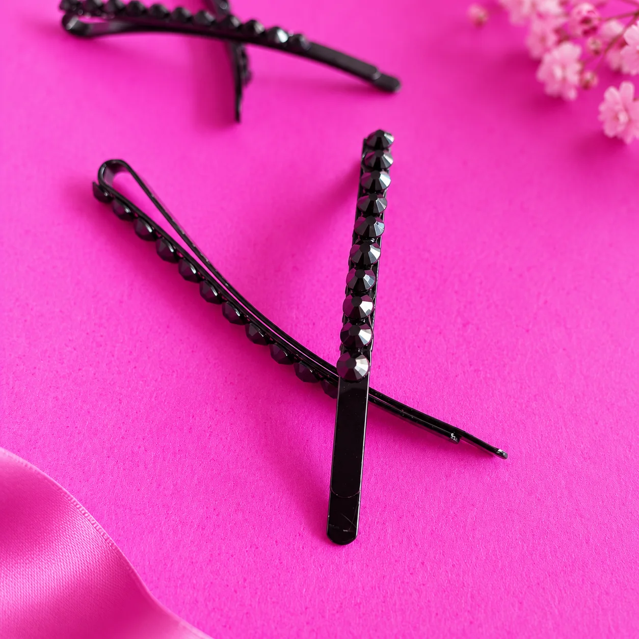 Par de Presilha com Strass com Laço | Preto Acessório de Cabelo · Sem