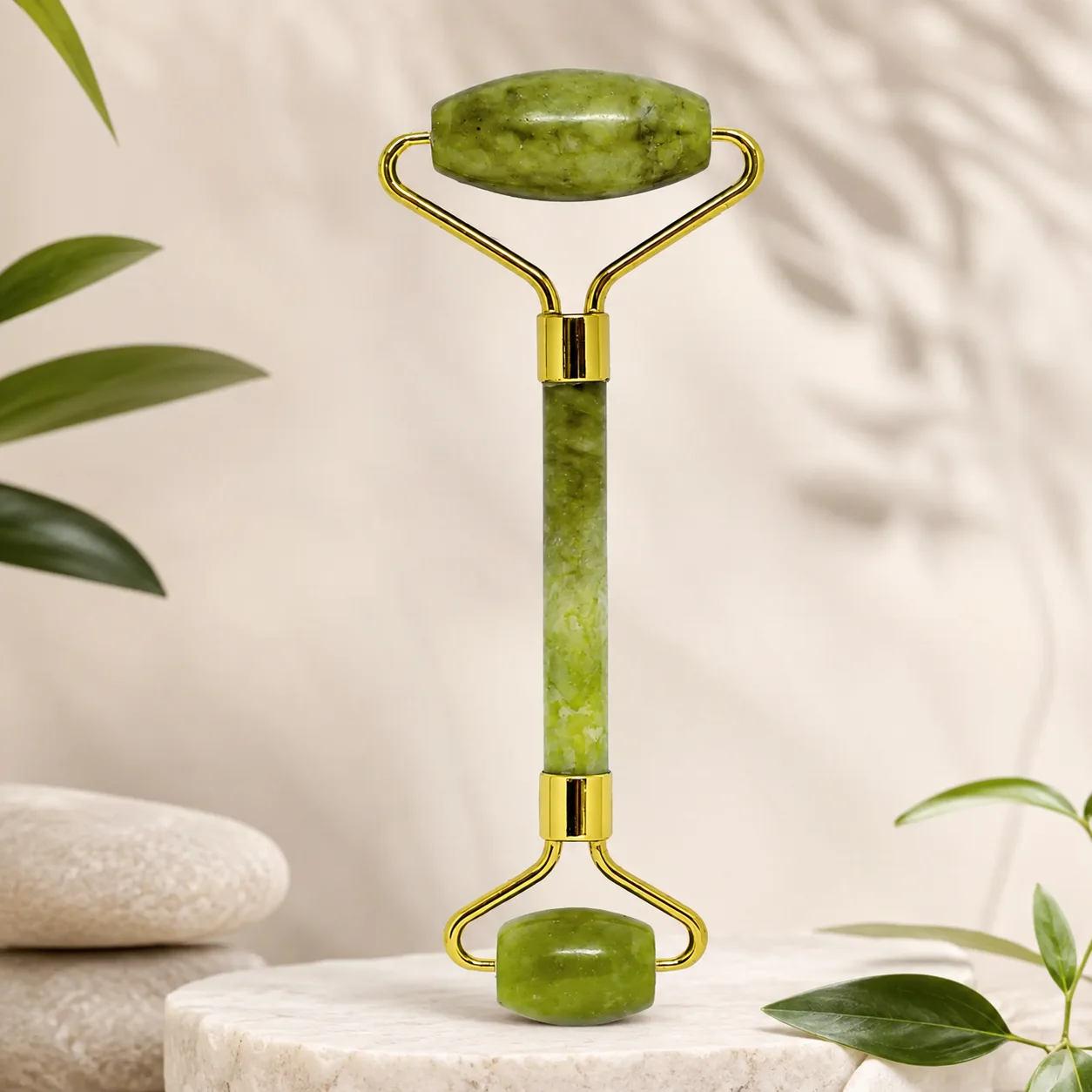 Rolo Massageador Facial Pedra Jade | Mandala Verde Acessório de Skincare