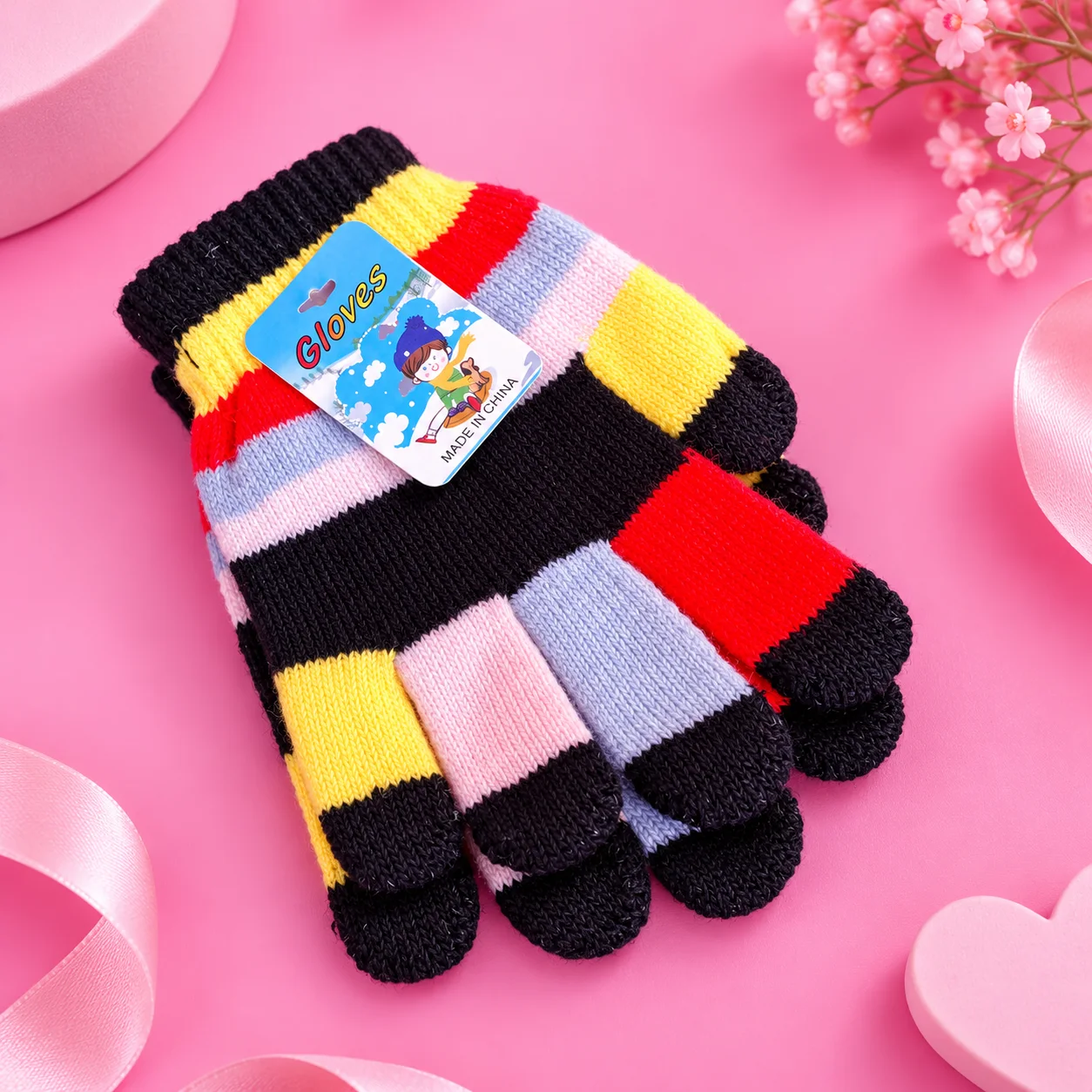 Luva Infantil Tam G | Gloves Preta e Colorido Acessório Infantil
