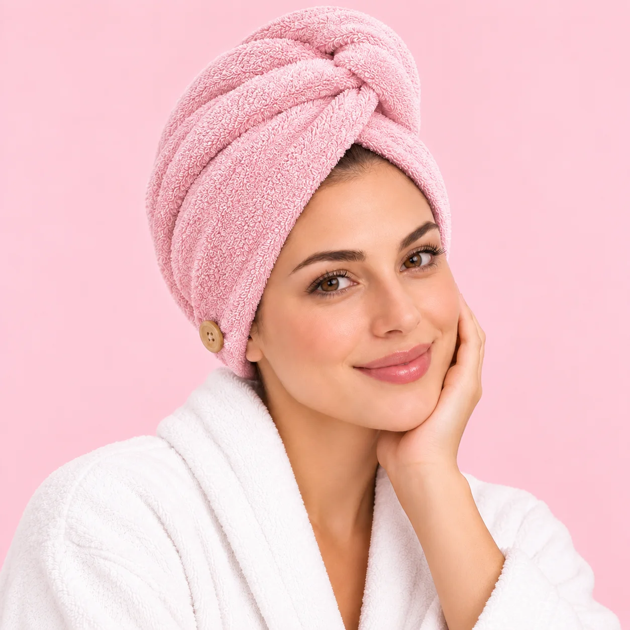 Touca De Cabelo Pos Banho Mandala Rosa Claro