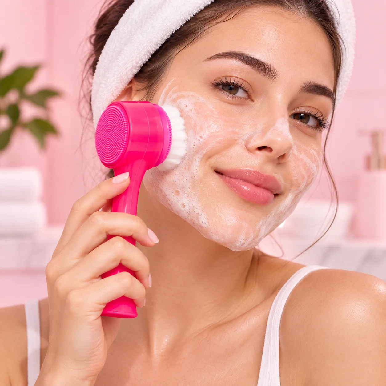 Escova Facial Para Skincare  Rosa Pink