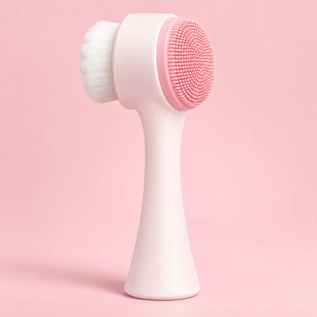 Escova Facial Para Skincare  Branco Com Rosa Claro