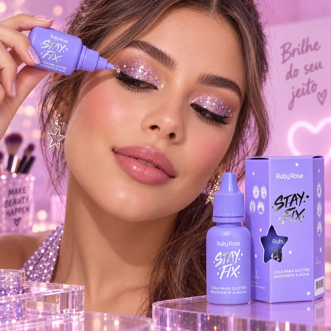 Cola para Glitter Stay Fix | Ruby Rose Incolor Fixador de Glitter