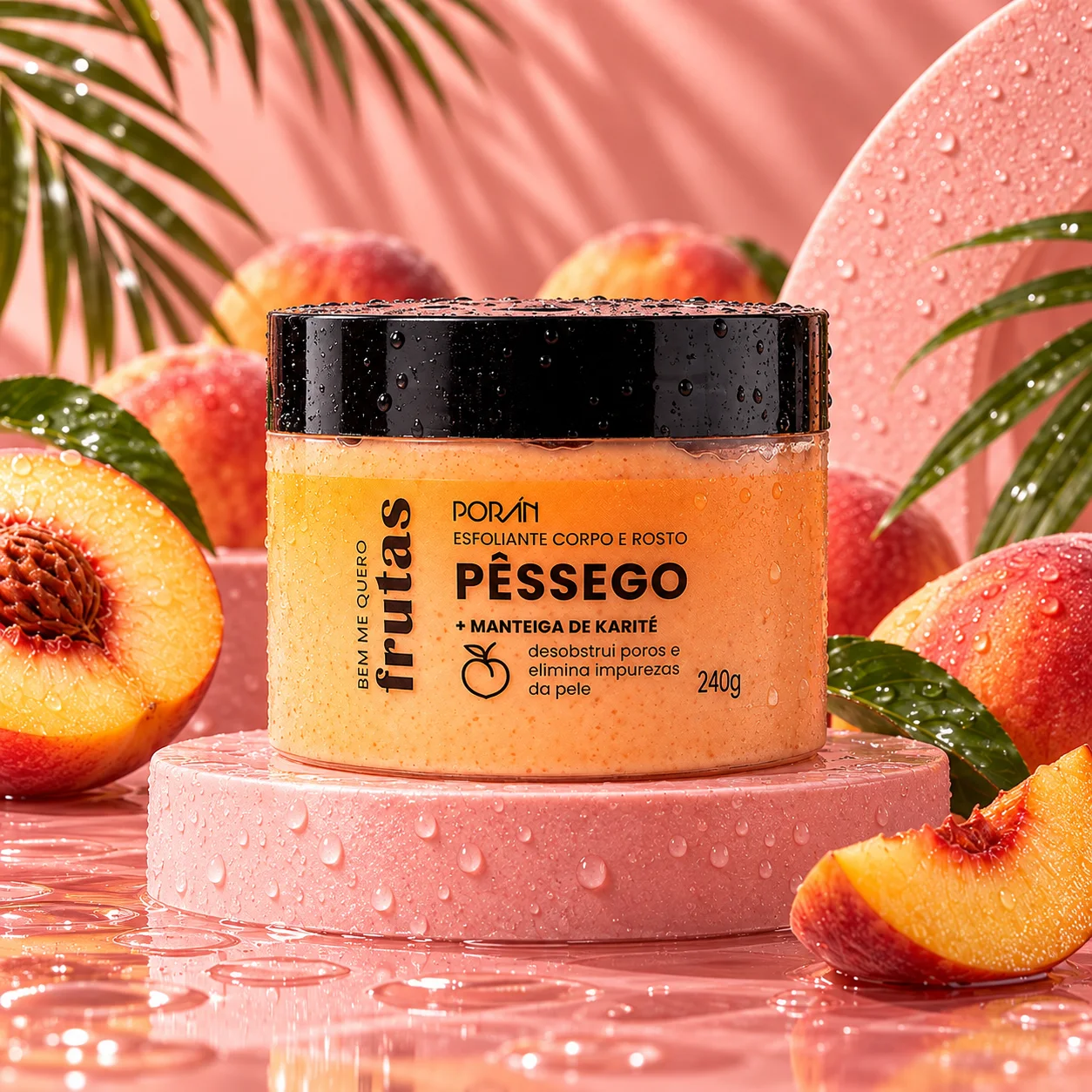 Esfoliante Corpo e Rosto | Porán Pêssego + Manteiga de Karité Cuidados com a Pele · Poran · Pessego + Manteiga De Karité