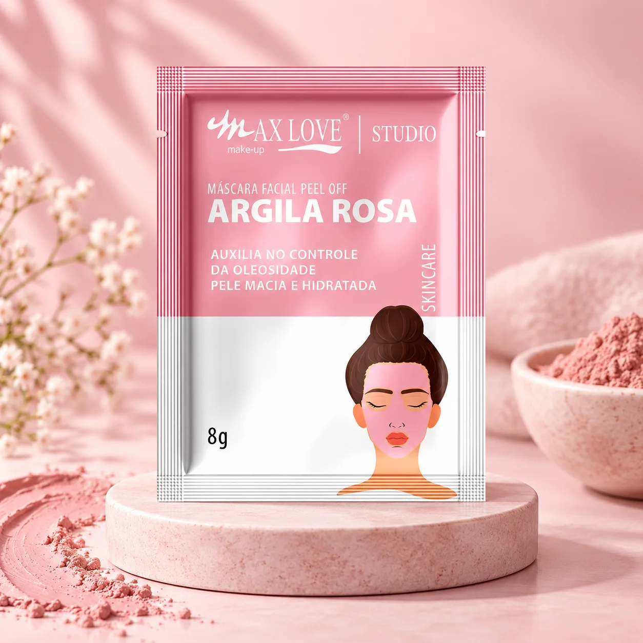 Sachê de Máscara Facial Peel Off | Max Love Argila Rosa
