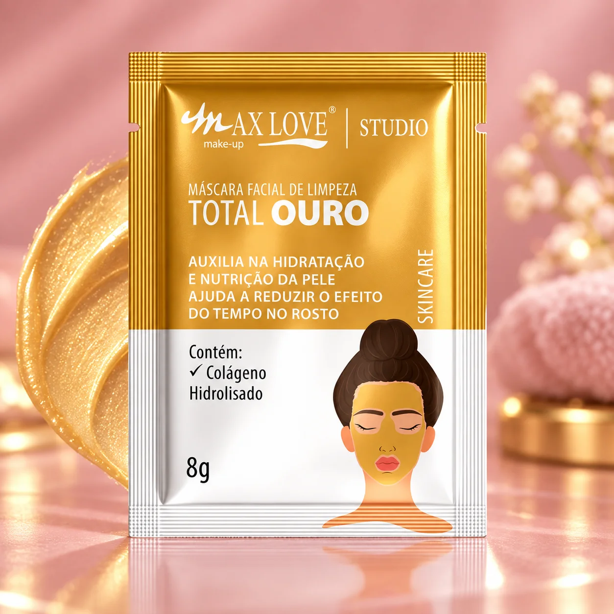Sachê De Máscara Facial Peel Off Max Love Total Ouro
