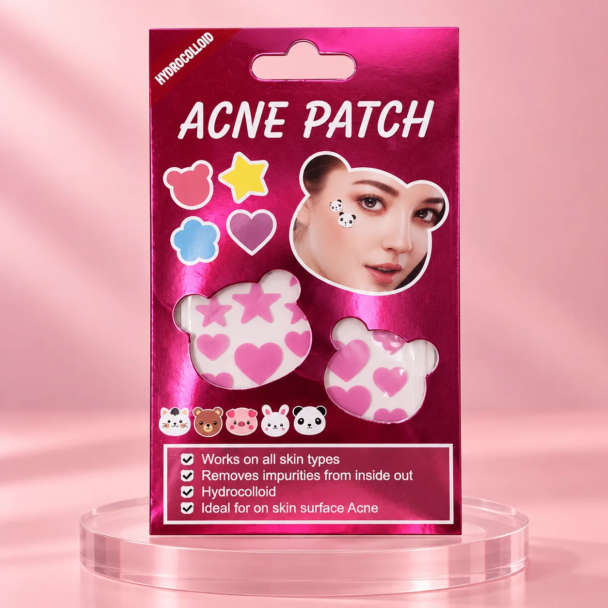 Adesivo Hidrocoloide para Espinhas Coração com Estrela | Patch para Acne e Skincare