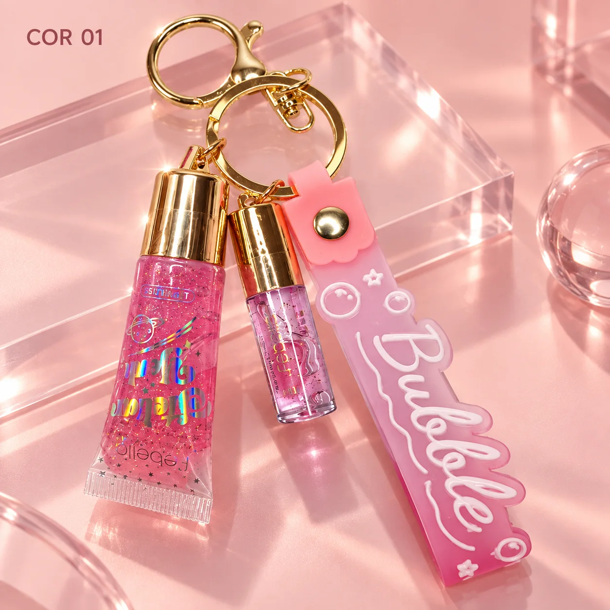 Lip Gloss Stellar Yeah Mini com Chaveiro | Febella Cor 01 Brilho Labial Febella Cor 01