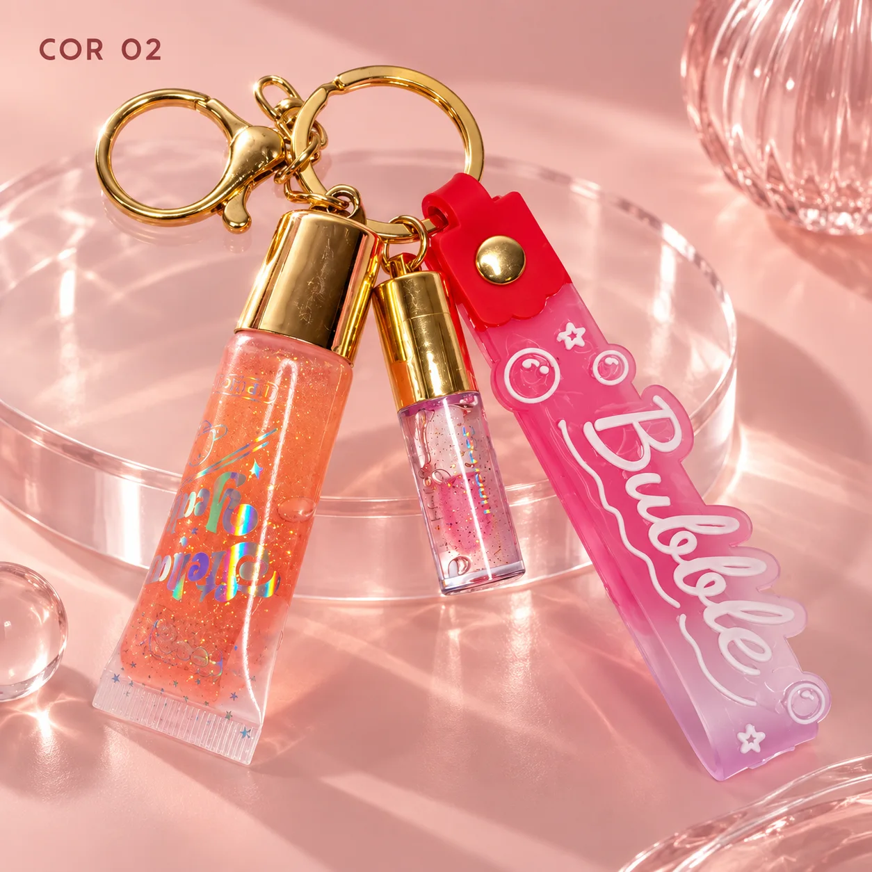 Lip Gloss Stellar Yeah Mini com Chaveiro | Febella Cor 02 Brilho Labial Febella Cor 02