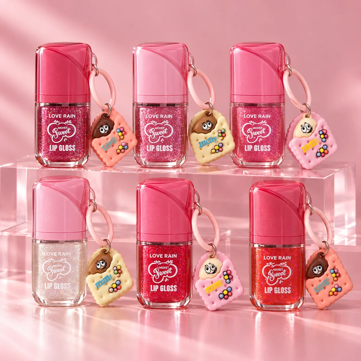 Lip Gloss com Chaveiro | Love Rain Cor 01 Brilho Labial Love Rain Cor 01