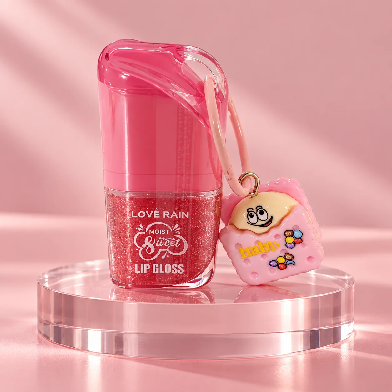 Lip Gloss com Chaveiro | Love Rain Cor 03 Brilho Labial Love Rain Cor 03