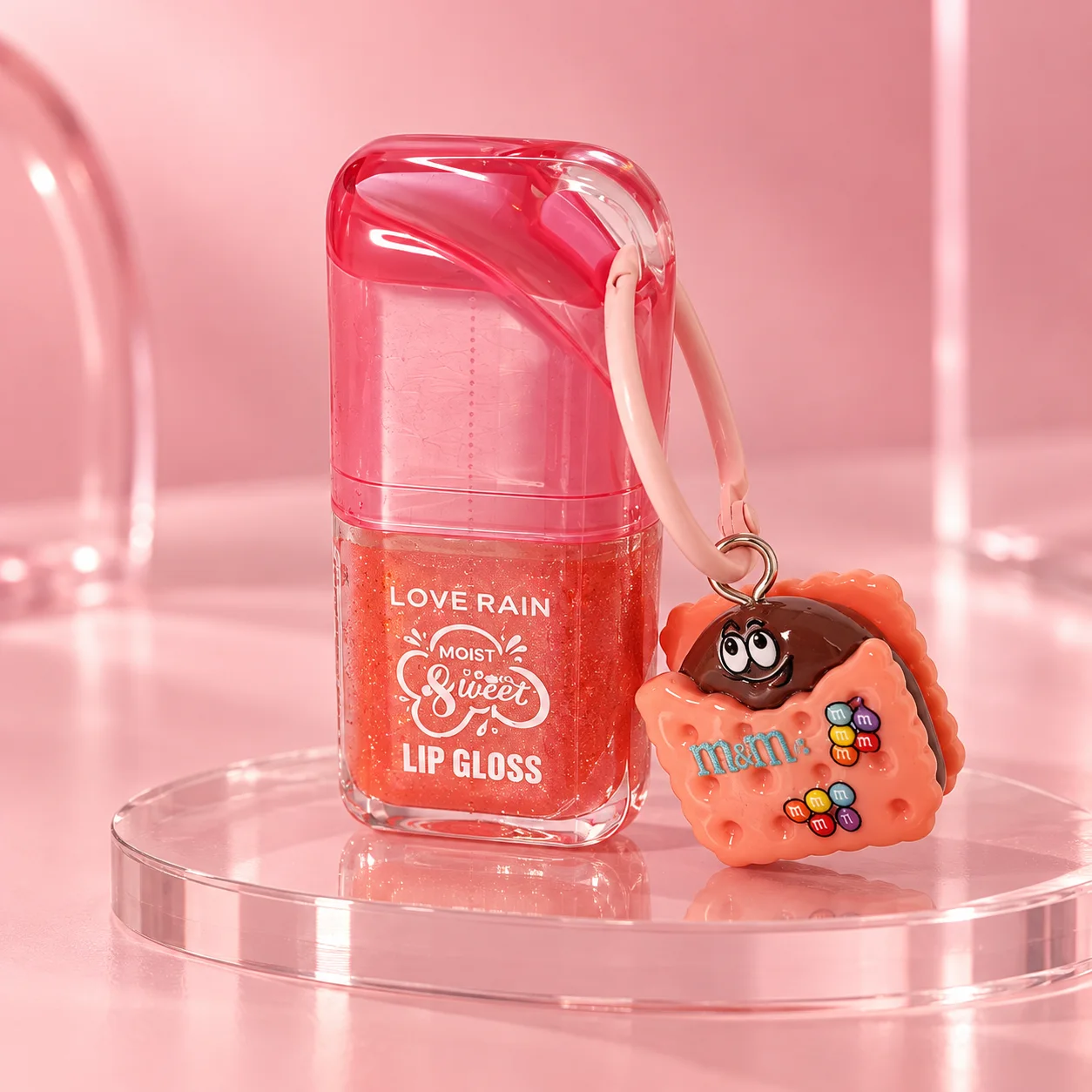 Lip Gloss com Chaveiro | Love Rain Cor 04 Brilho Labial Love Rain Cor 04