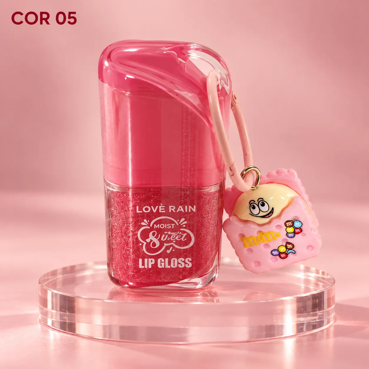 Lip Gloss com Chaveiro | Love Rain Cor 05 Brilho Labial Love Rain Cor 05