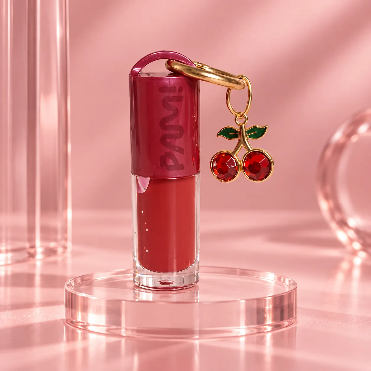 Gloss Labial Cherry Bomb com Chaveiro | M.Boom Vermelho Brilho Labial