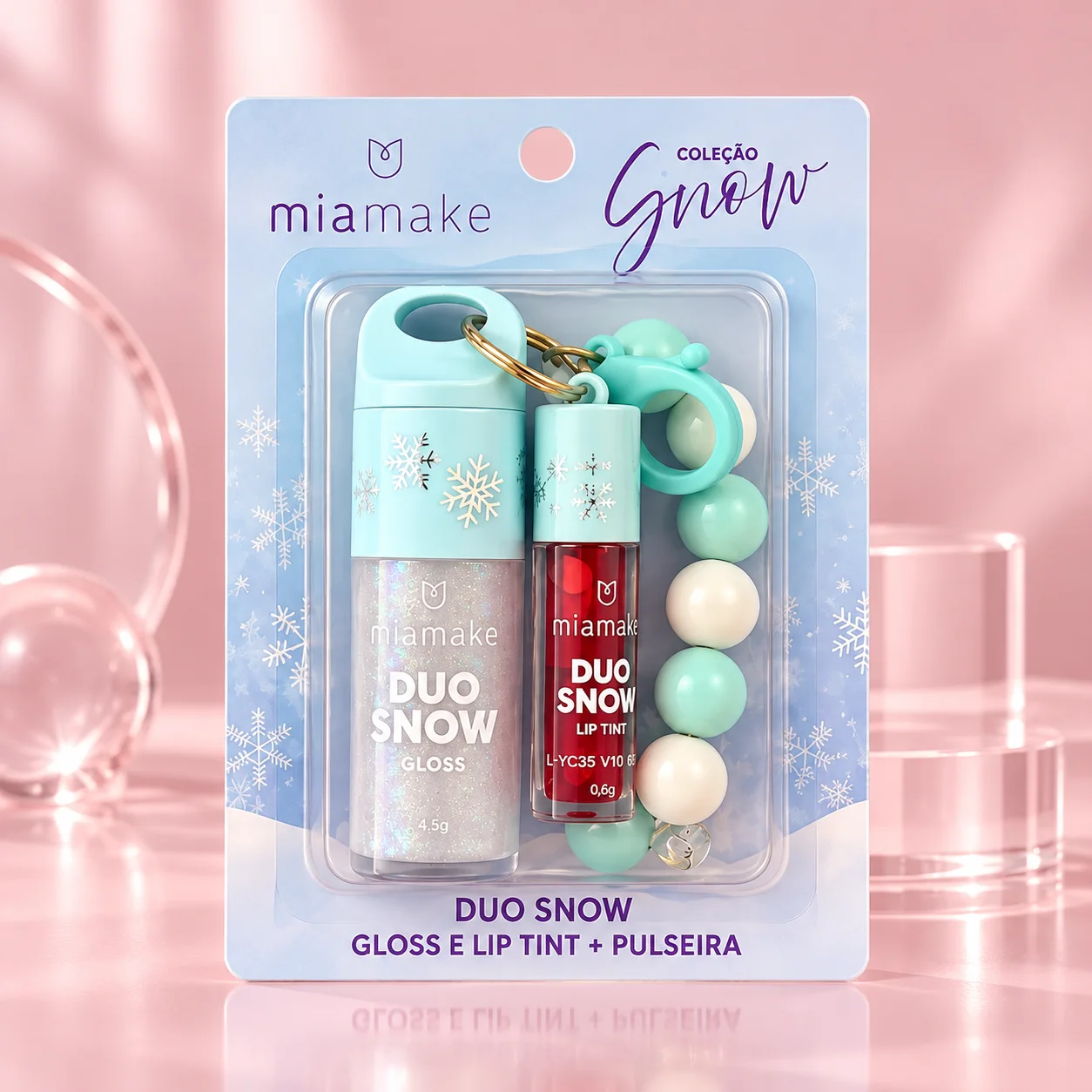Duo Snow Gloss e Lip Tint com Pulseira Mia Make Azul
