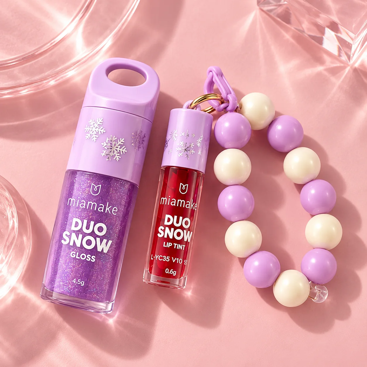 Duo Snow Gloss e Lip Tint com Pulseira Mia Make Lilás