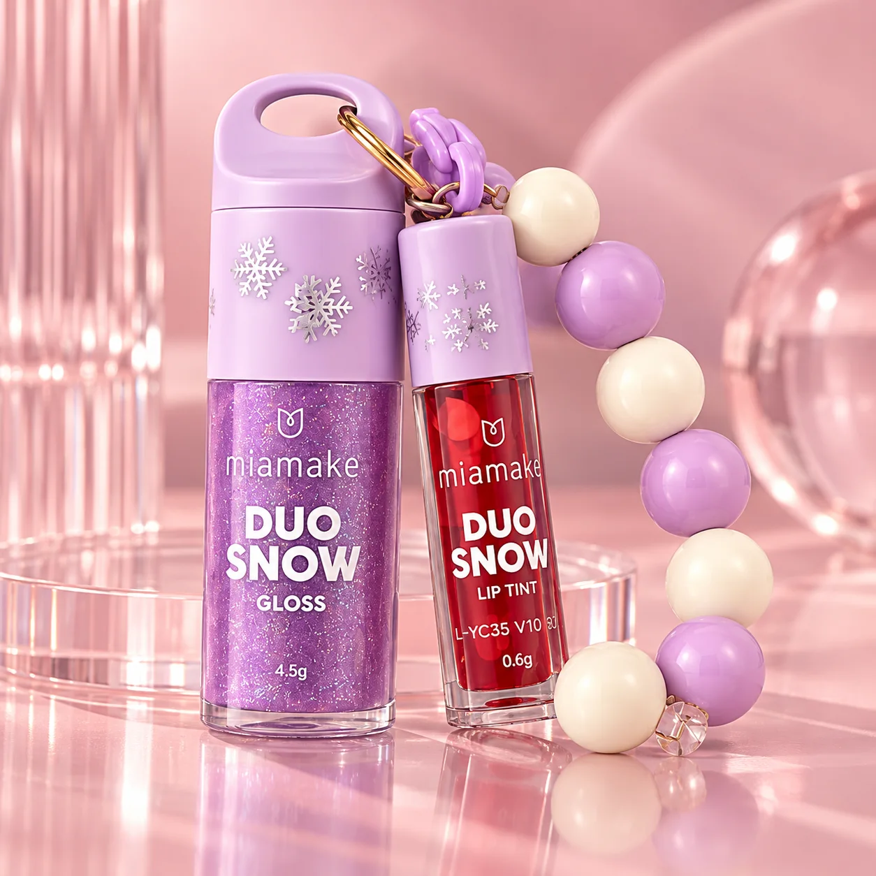 Duo Snow Gloss e Lip Tint com Pulseira Mia Make Lilás