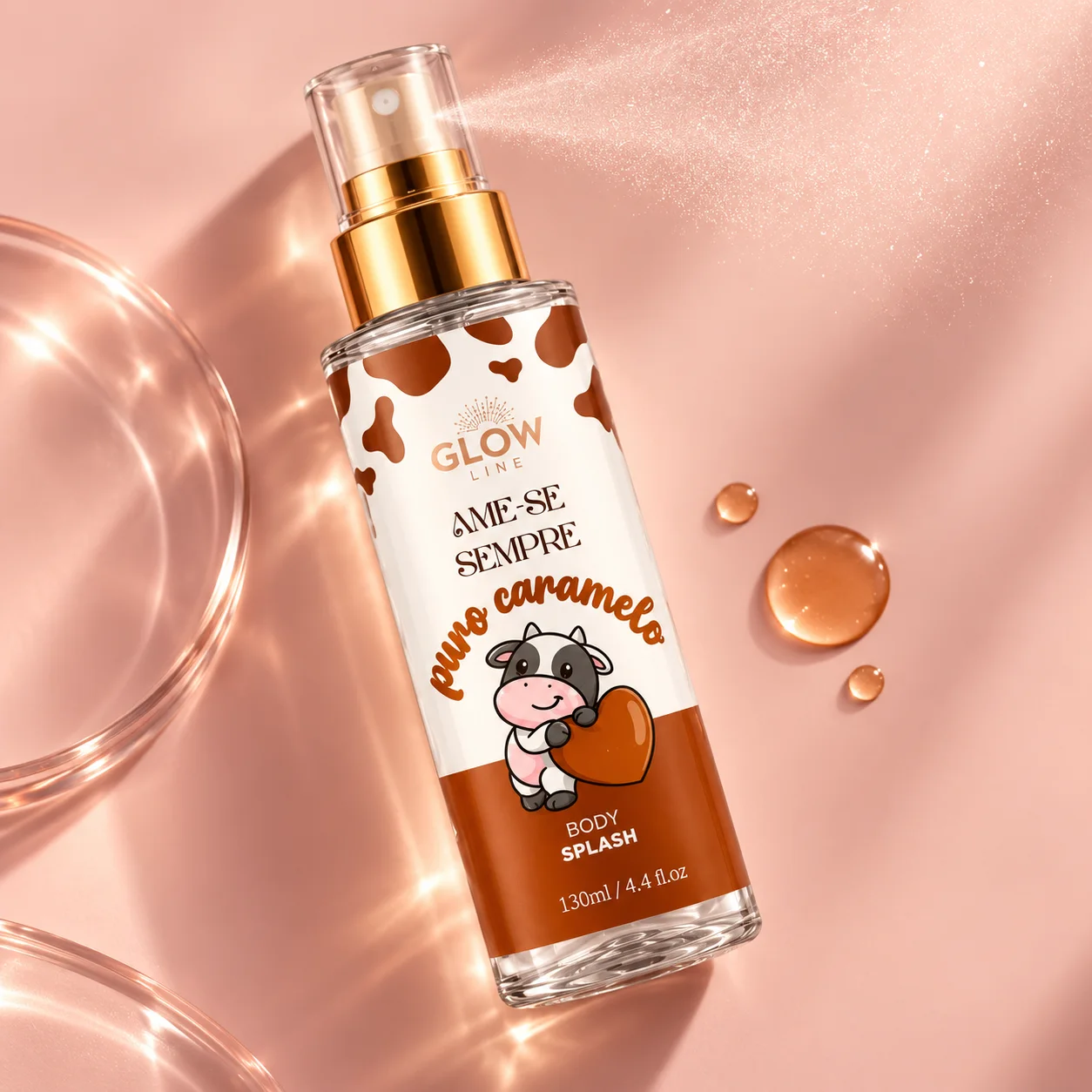 Body Splash Glow Line Puro Caramelo 130 mL | Fragrância Corporal
