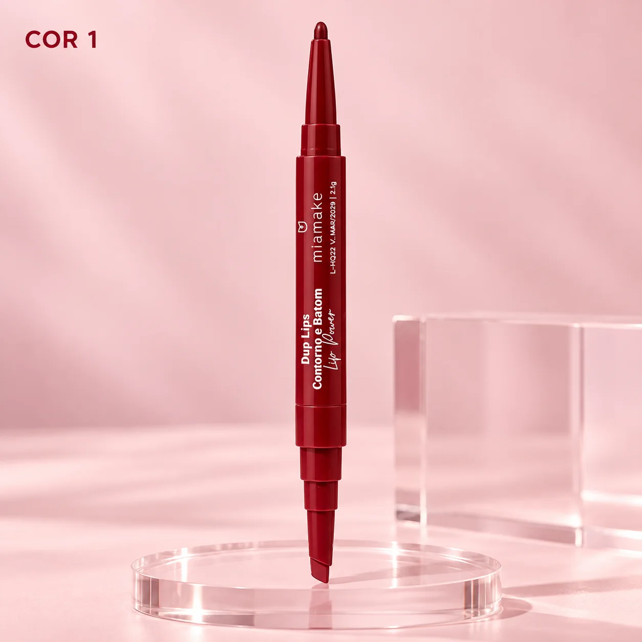 Kit Lápis de Contorno e Batom Retrátil Mia Make Duo Lips Cor 01 Mia Make Cor 01
