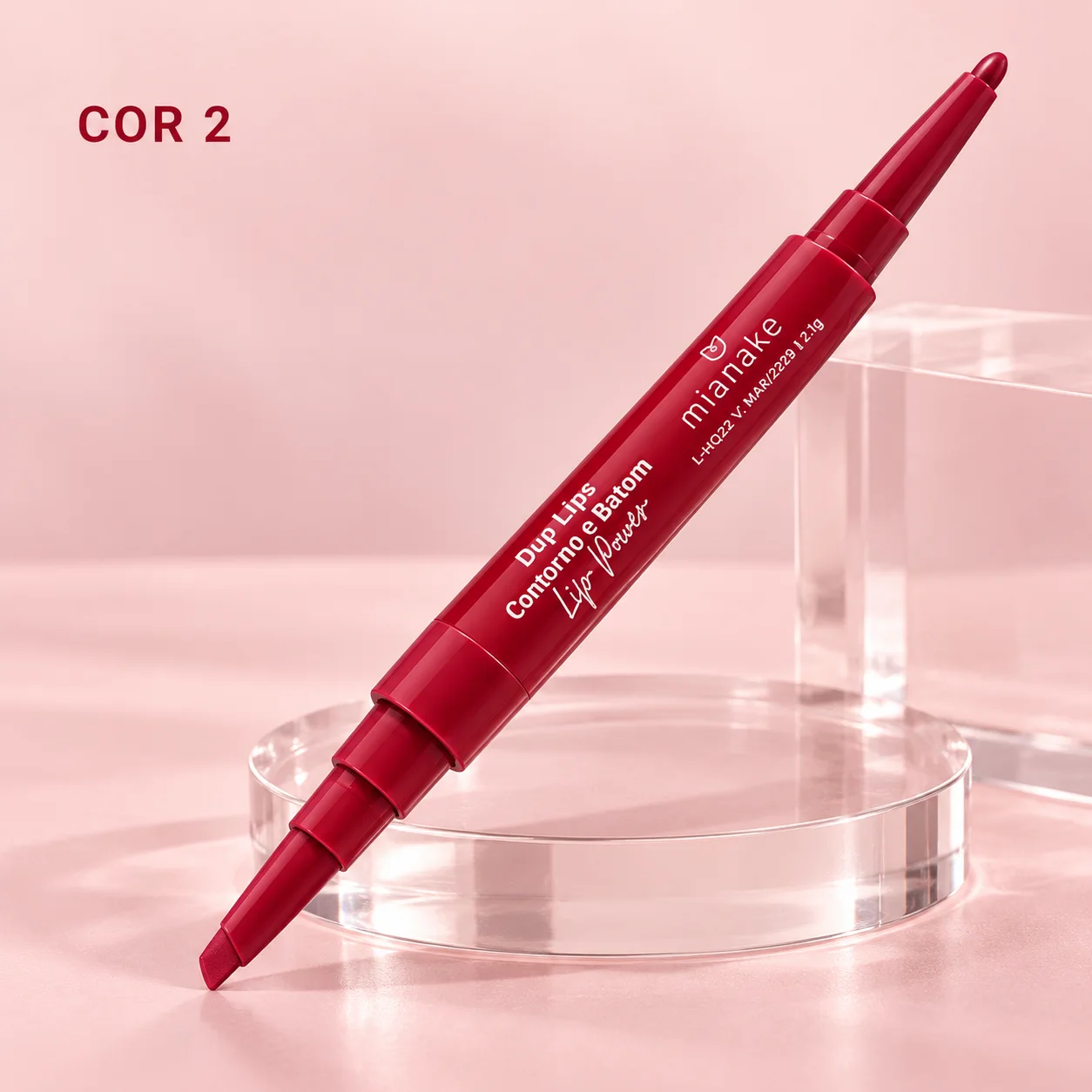 Kit Lápis de Contorno e Batom Retrátil Mia Make Duo Lips Cor 02 Mia Make Cor 02