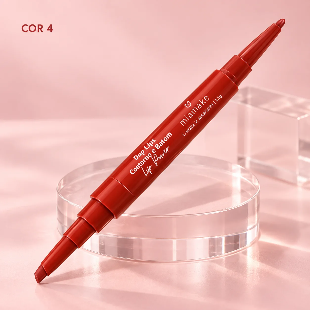 Kit Lápis de Contorno e Batom Retrátil Mia Make Duo Lips Cor 04 Mia Make Cor 04