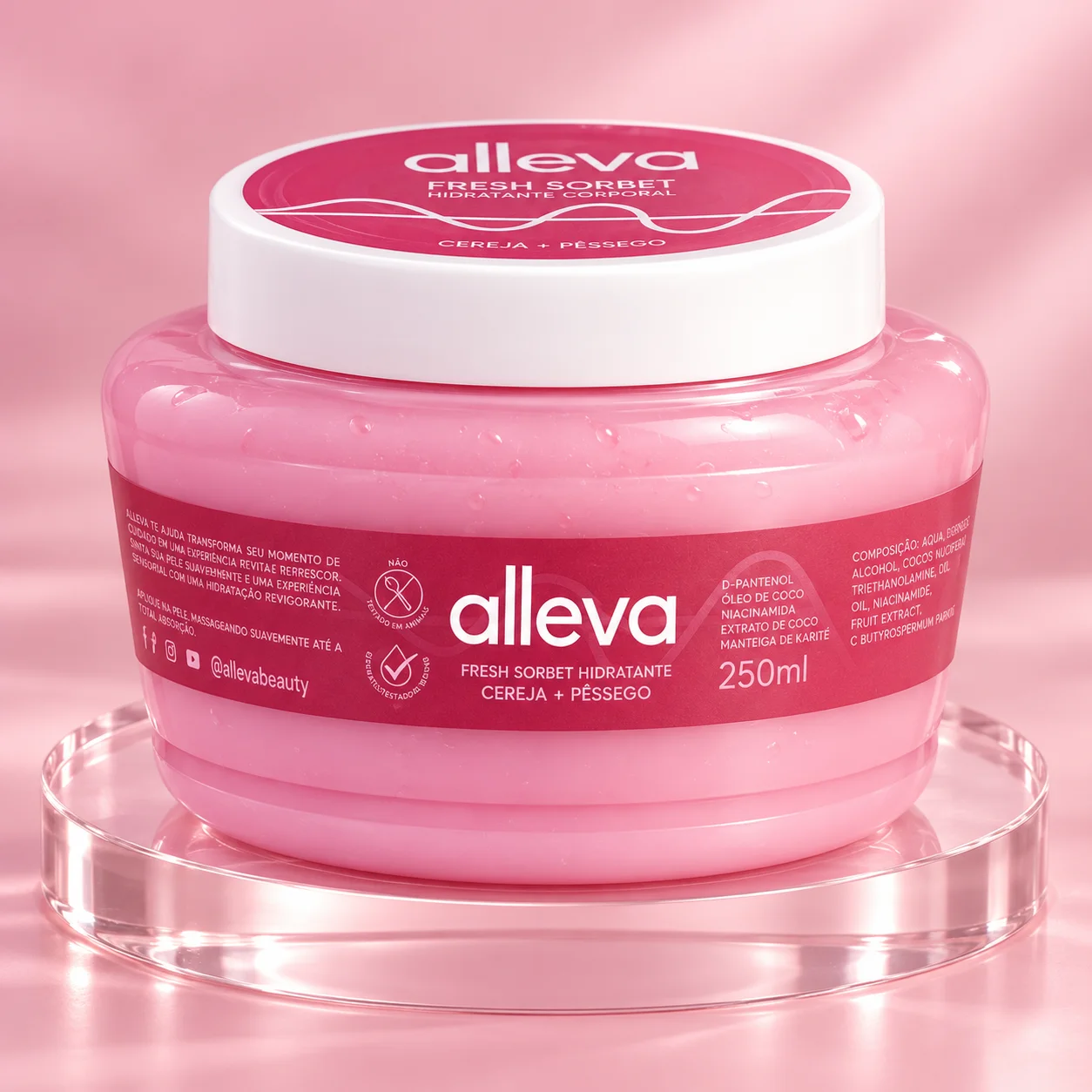 Hidratante Corporal Fresh Sorbet Cereja e Pêssego Alleva Alleva