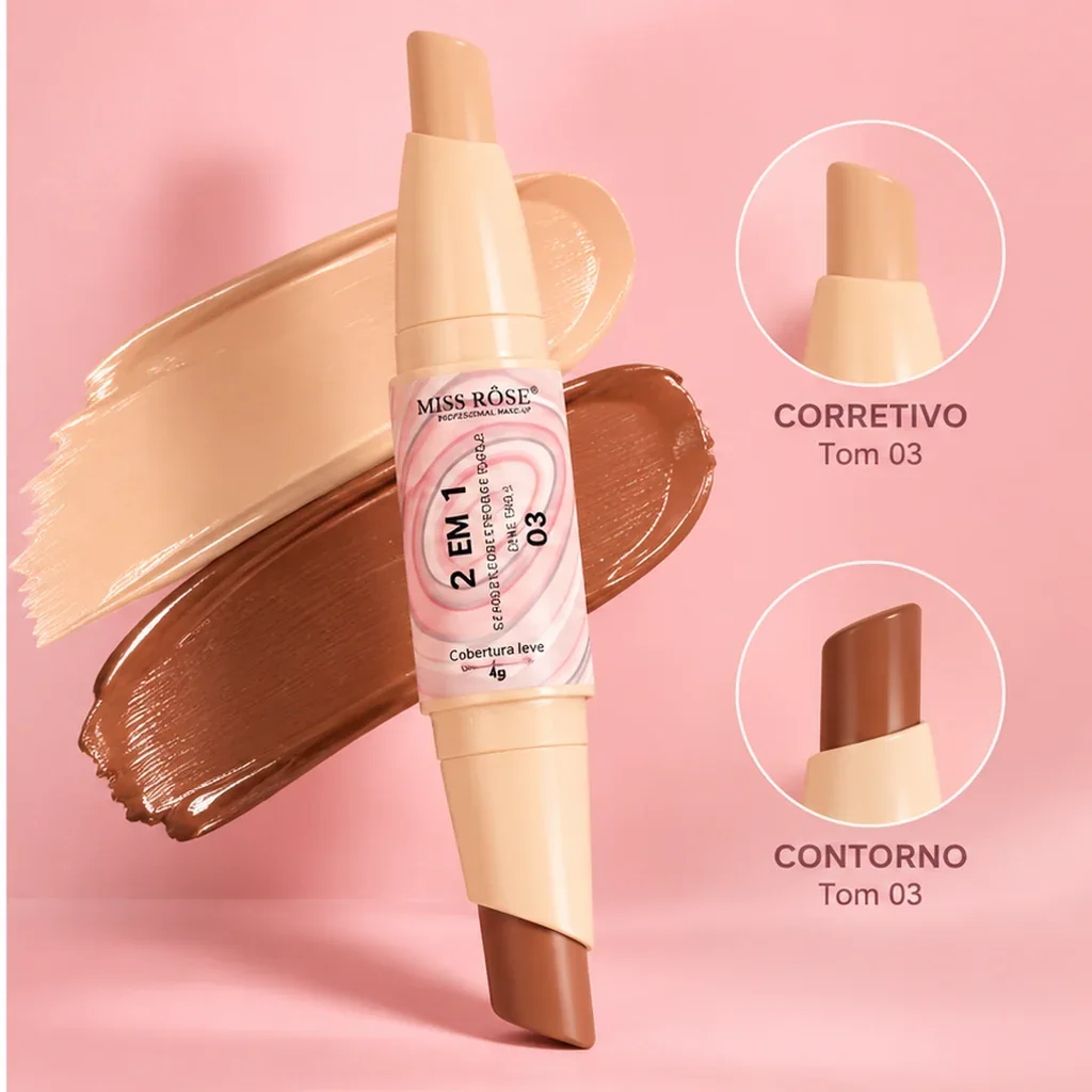 Corretivo e Contorno Facial 2 em 1 Miss Rosê Cor 03 4 g Miss Rosê Cor 03