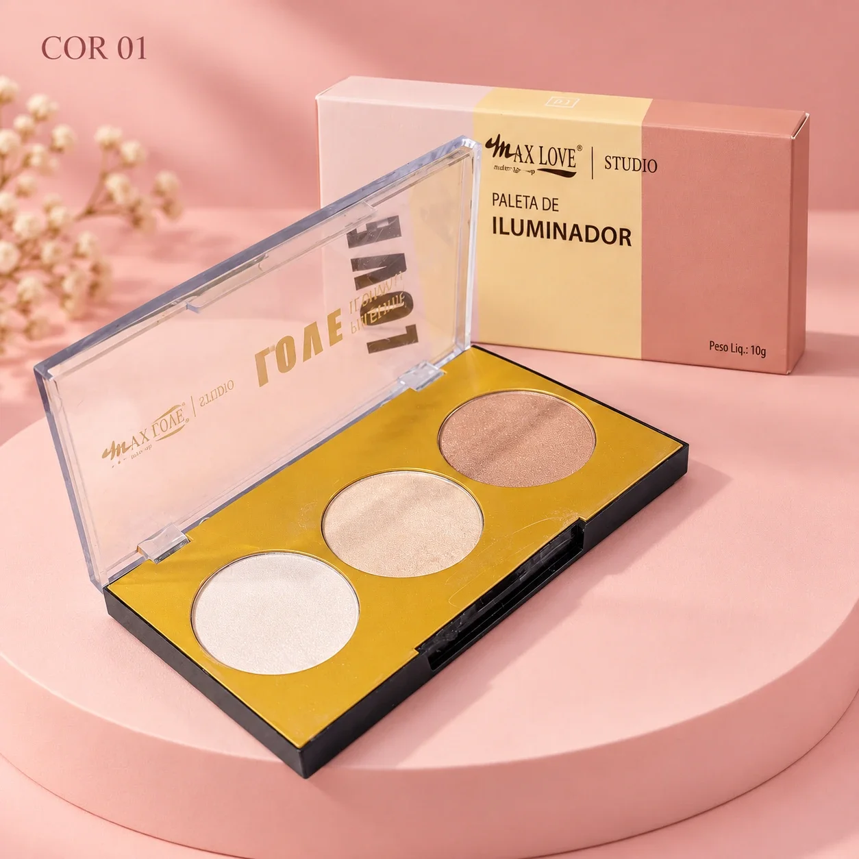 Outra imagem de Paleta de Iluminador 3 Tons Max Love Cor 01 10 g | Maquiagem Facial · 10g