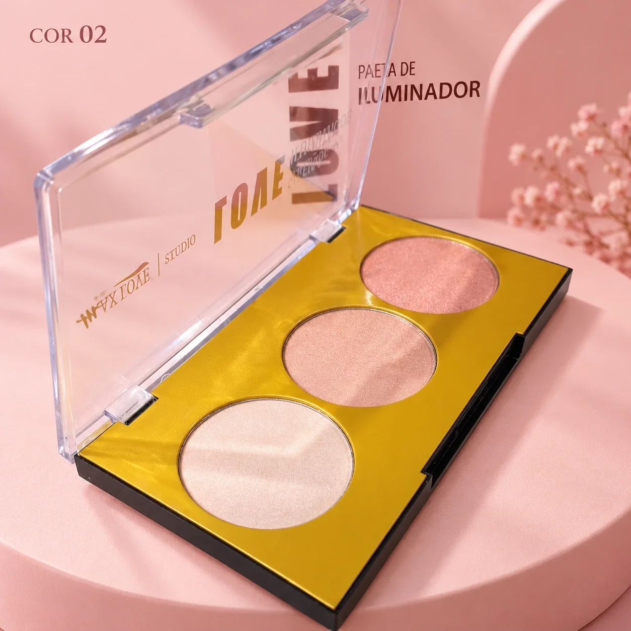 Paleta de Iluminador 3 Tons Max Love Cor 002 10 g
