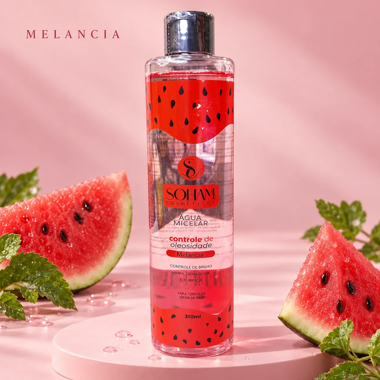 Água Micelar Melancia Soham 310 mL