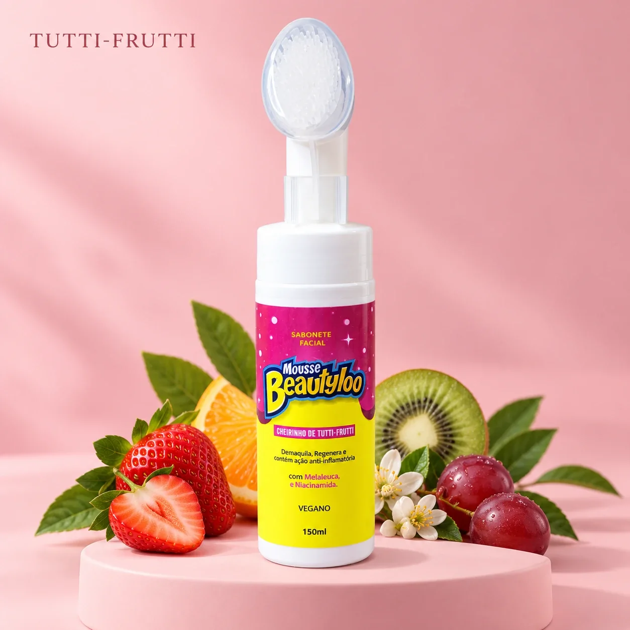 Sabonete Facial Mousse Tutti-Frutti WB Beauty 150 mL