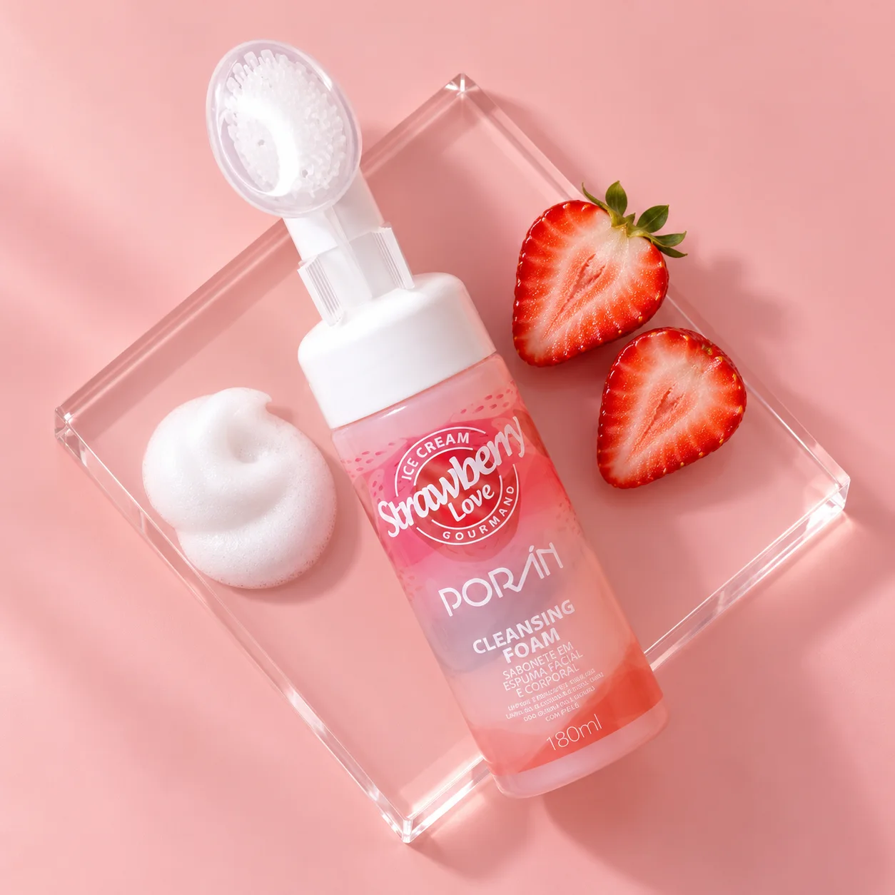 Sabonete em Espuma Facial e Corporal Porán Strawberry 180 mL Porán Strawberry