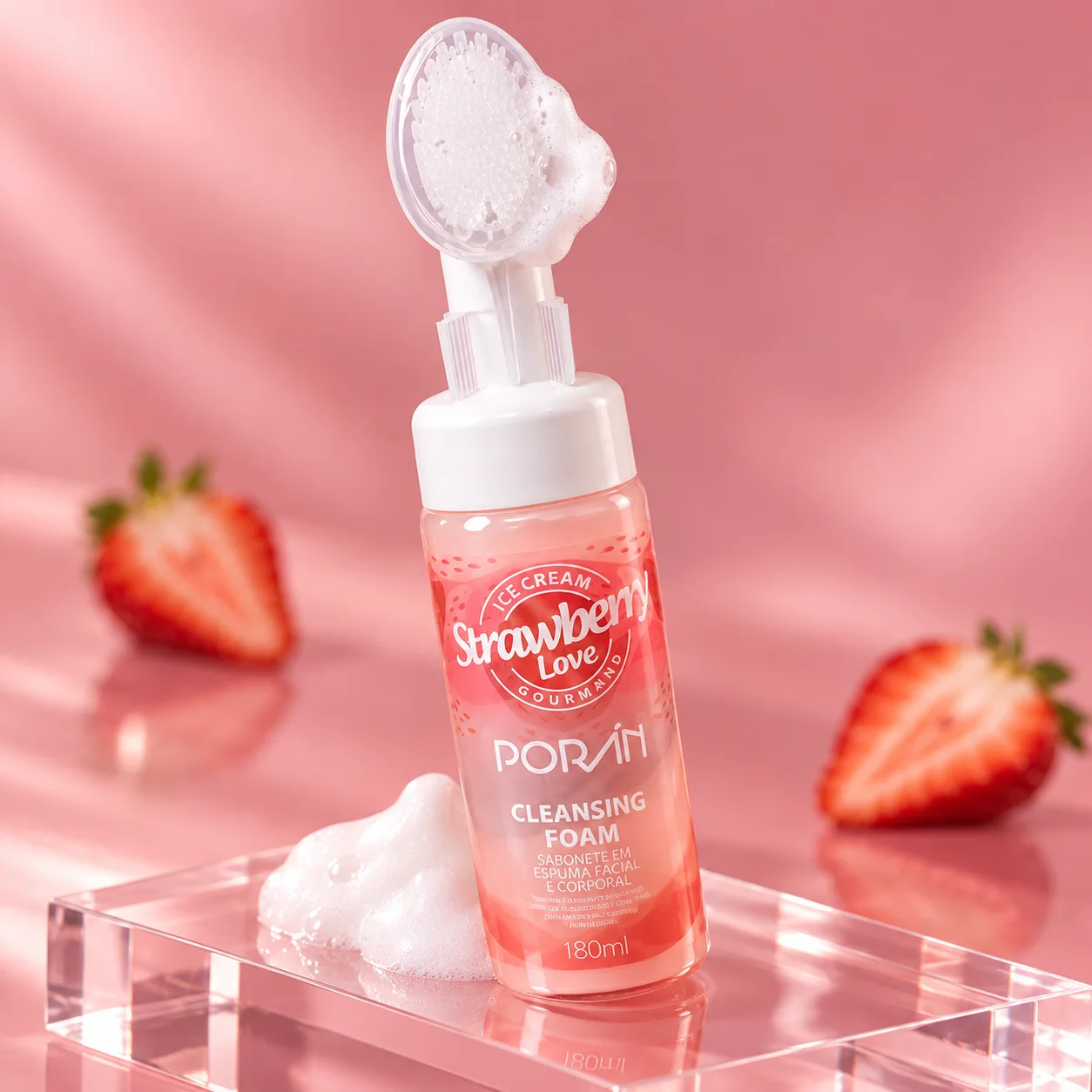 Sabonete em Espuma Facial e Corporal Porán Strawberry 180 mL Porán Strawberry