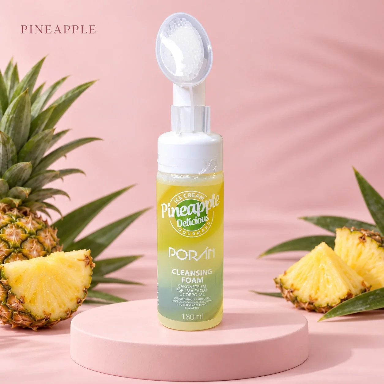 Sabonete em Espuma Facial e Corporal Porán Pineapple 180 mL