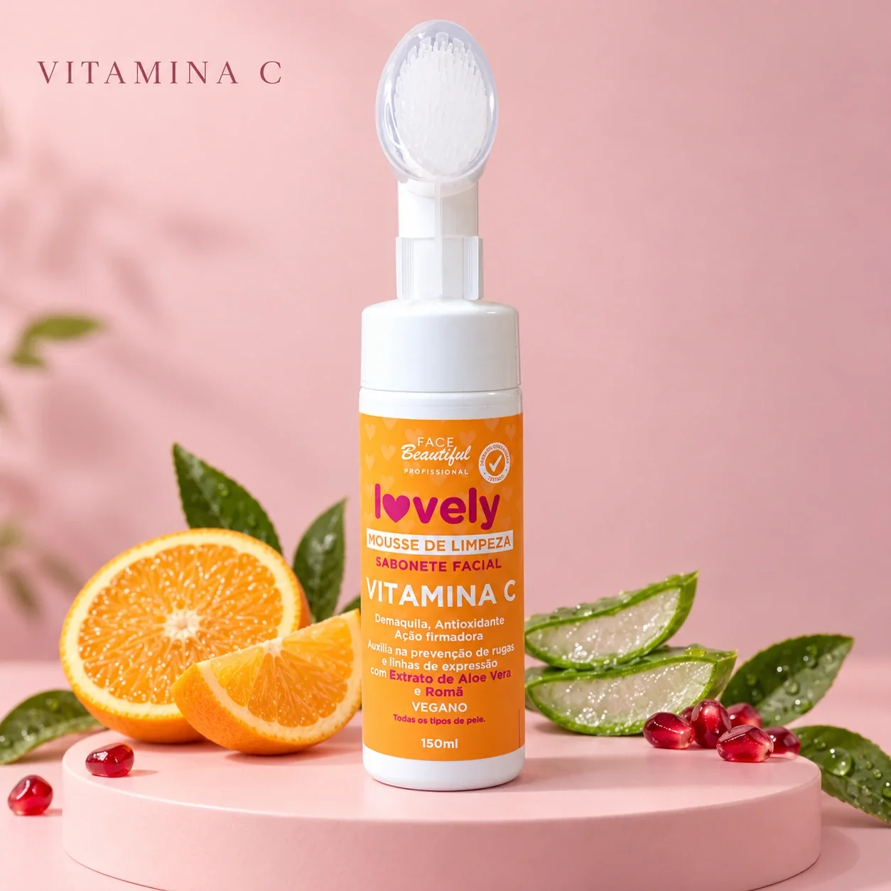 Sabonete Facial Mousse de Limpeza Face Beautiful Vitamina C 150 mL