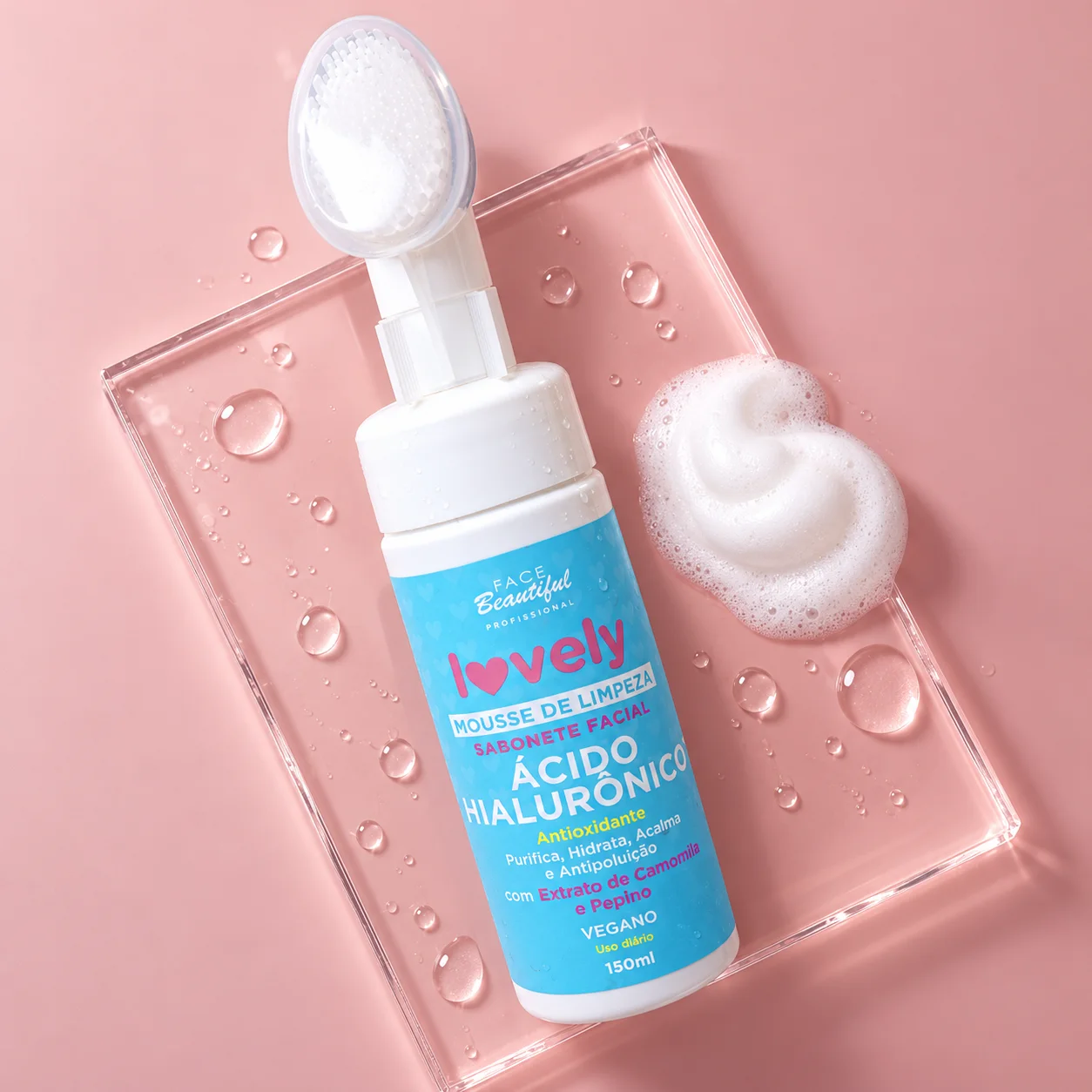 Sabonete Facial Mousse de Limpeza Face Beautiful Ácido Hialurônico 150 mL Face Beautiful Ácido Hialurônico