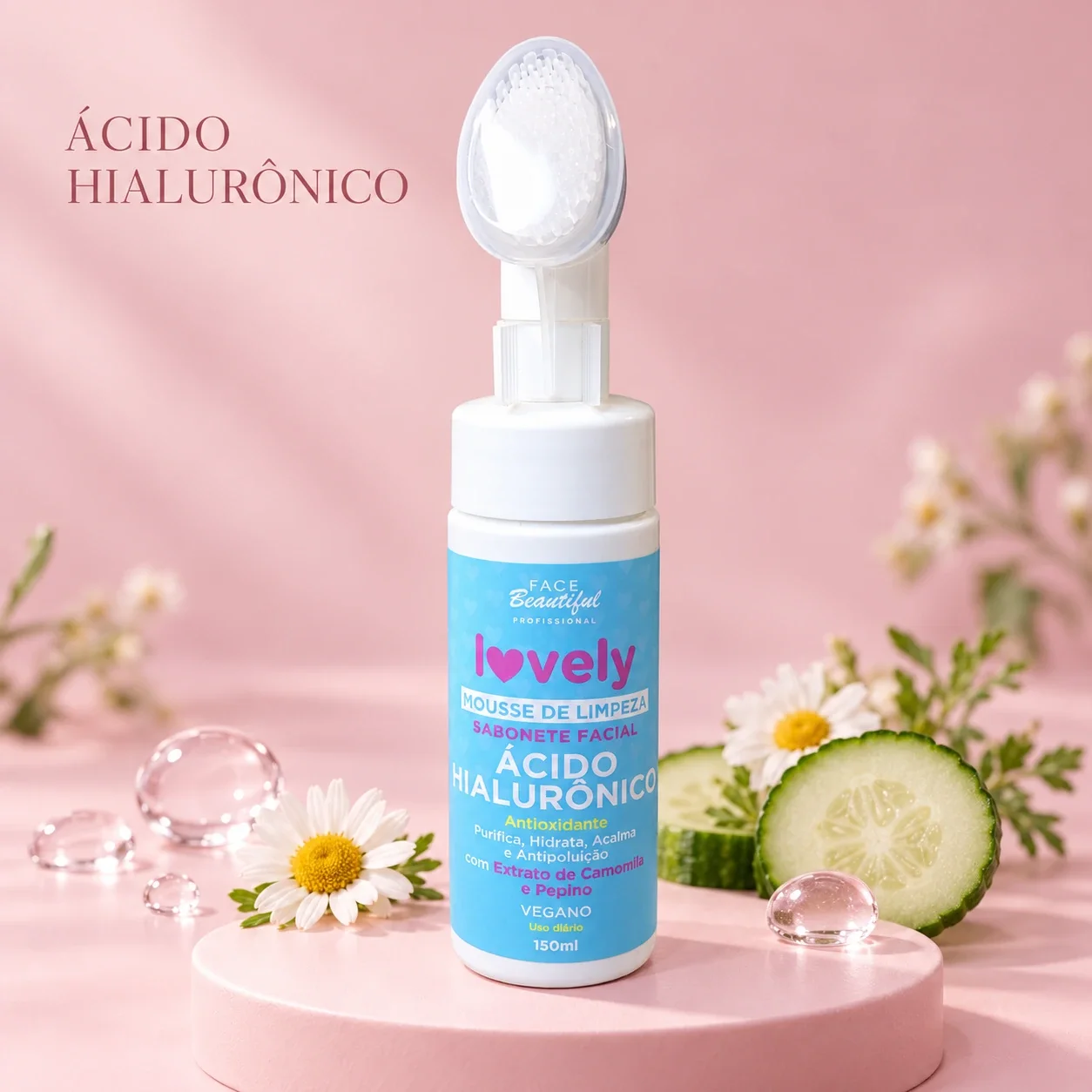 Sabonete Facial Mousse de Limpeza Face Beautiful Ácido Hialurônico 150 mL
