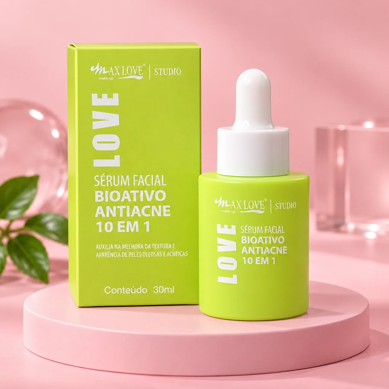 Sérum Facial Bioativo Antiacne 10 em 1 Max Love 30 mL