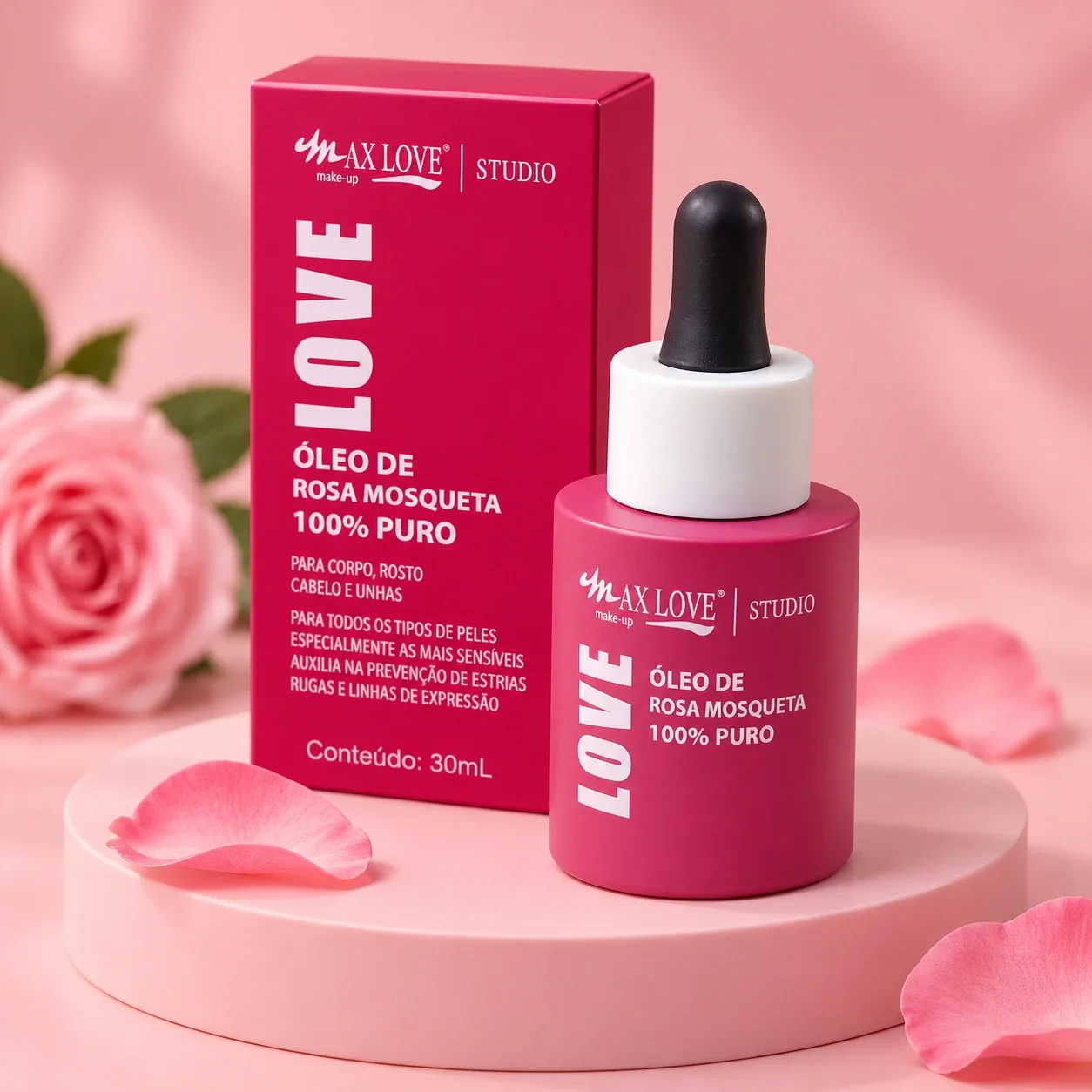 Óleo Rosa Mosqueta 100% Puro Max Love 30 mL | Cuidados Faciais · 30ml